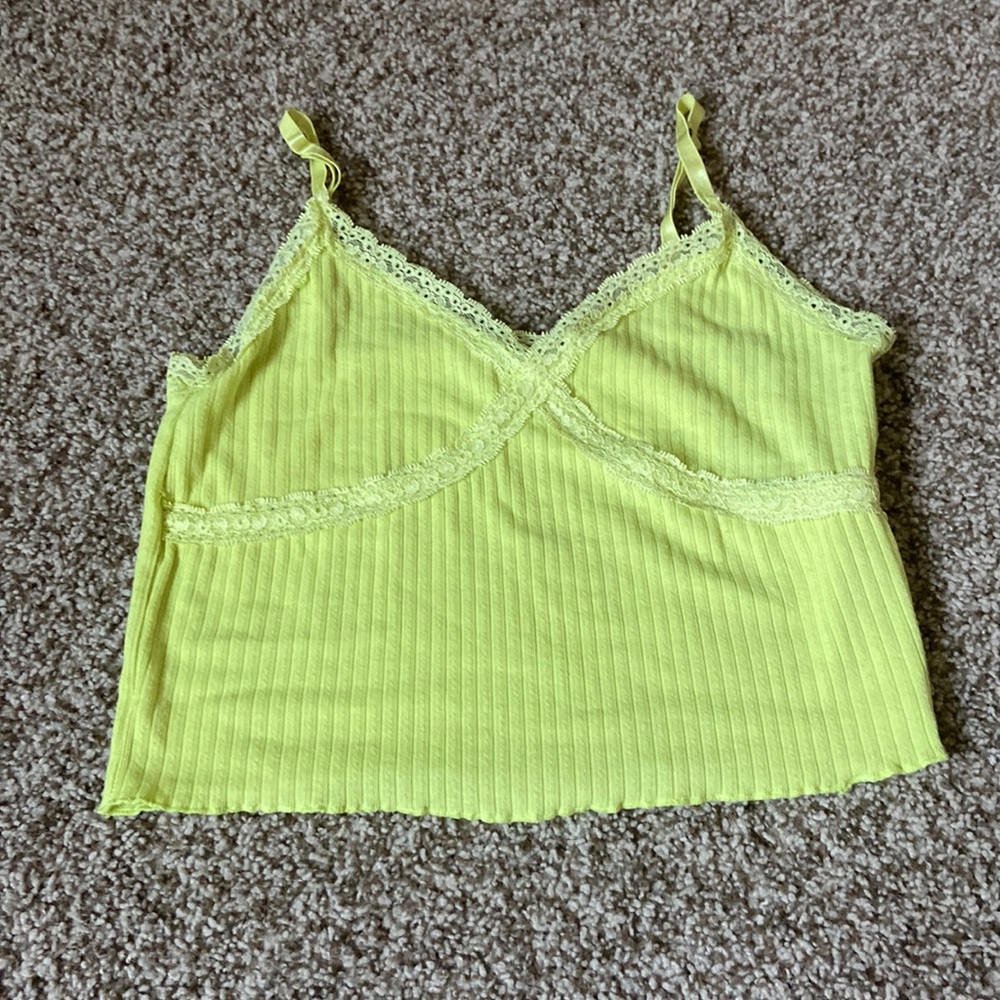 Cropped, neon green/yellow Wild Fable tank-top, size M